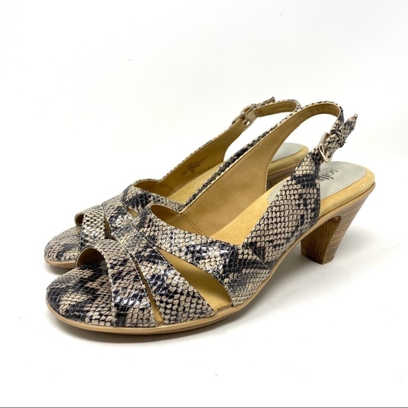 Softspots Neima vanilla snake leather slingback sandal heels wide - Picture 2 of 8